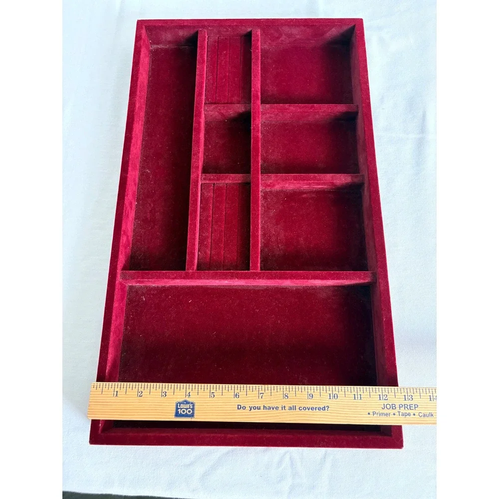 Unbranded Velvet Jewelry Display Tray OS Burgundy Red  Multi-Slot Organizer
